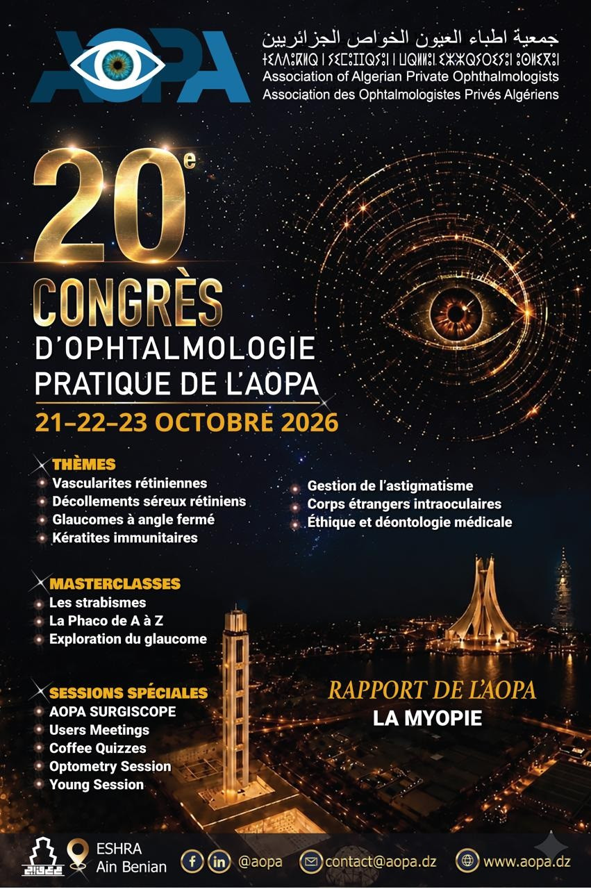 20 &egrave;me congr&egrave;s de l'AOPA 21, 22 et 23 Octobre 2026